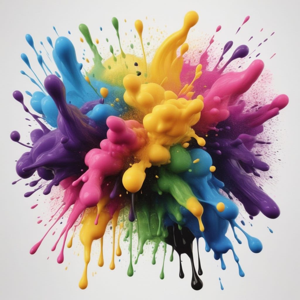 Rainbow Ink Splatter in Seven Colors