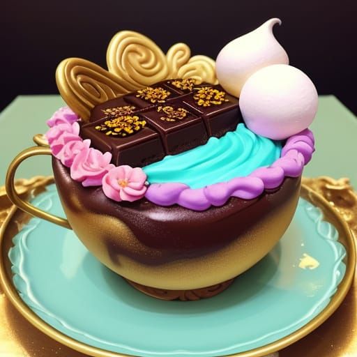 Whimsical Chocolate Garden with Caramel Vines and Flowers