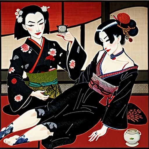 Vampire Dance at Japanese Tea Ceremony, Ukiyo-e Style