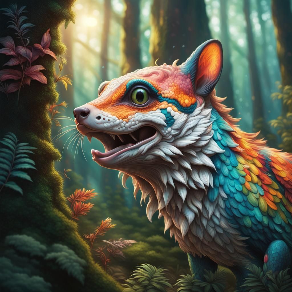 Hyperrealistic Magical Forest Animals Concept Art
