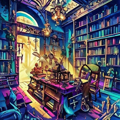 Mystical Library: Fantasy Landscape in Artgerm Style