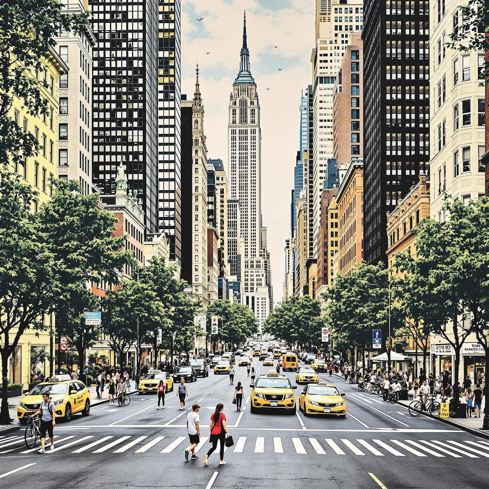 Surreal Toile de Jouy New York City Scene