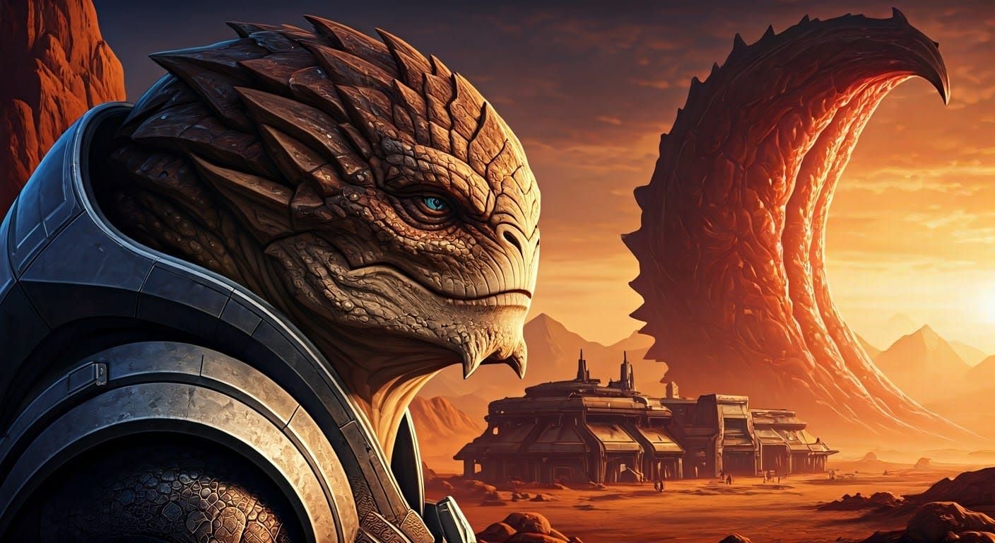 Mass Effect: Side portrait of Krogan Warrior