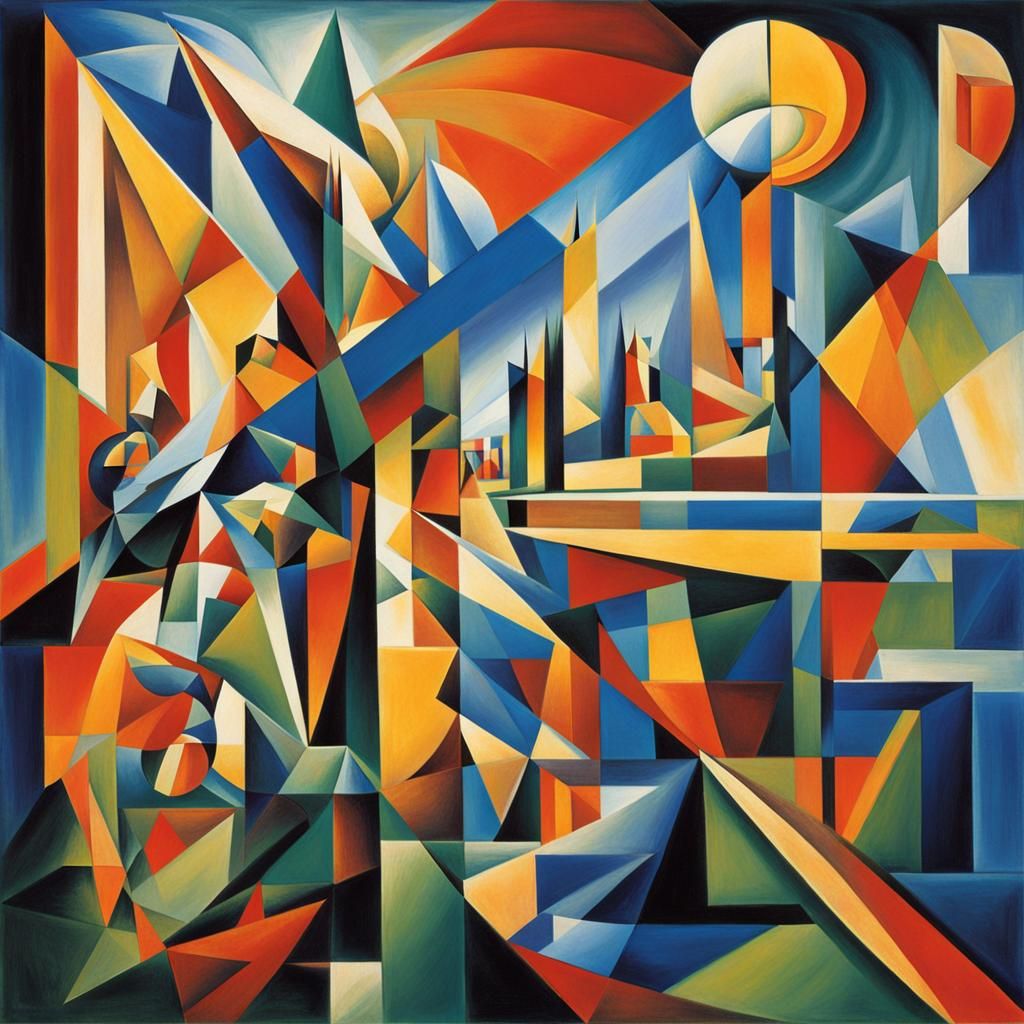 Abstract Cubist Shoreline in Geometric Style