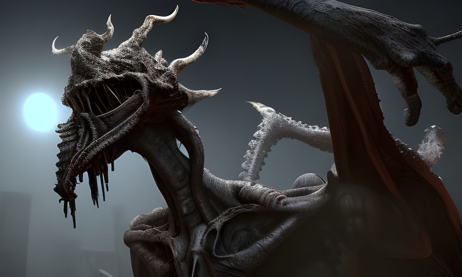 Dark Post-Apocalyptic World Destroyed by a Deity