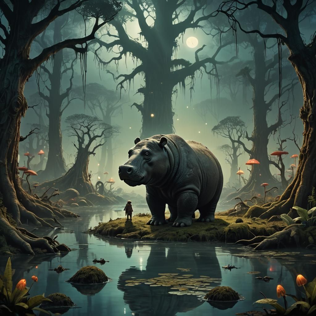 Hippo Bear Mosquito Hybrid in Tim Burton Style