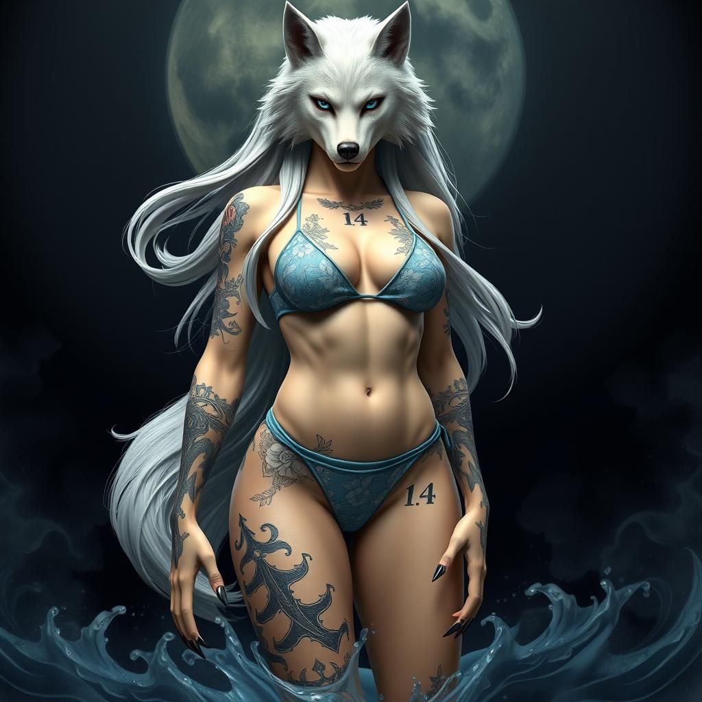 Anthro White Wolf Yakuza in Surreal 3D