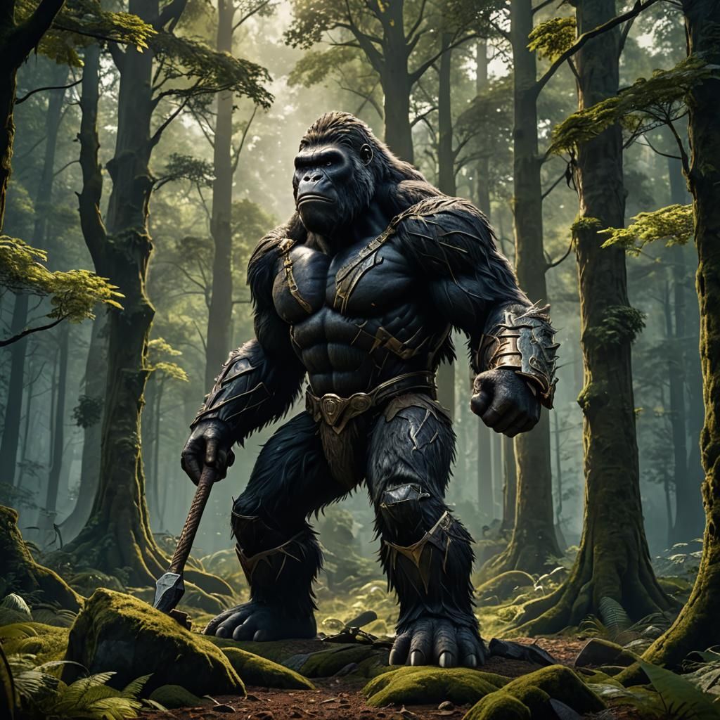 King Kong as Thor in German Forest