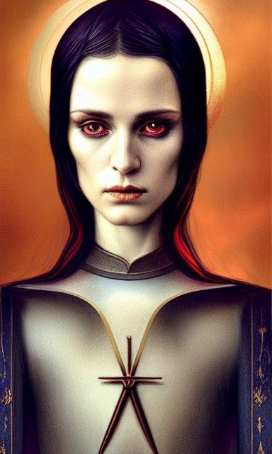 Joan of Arc Portrait in Gothic Watercolor Style