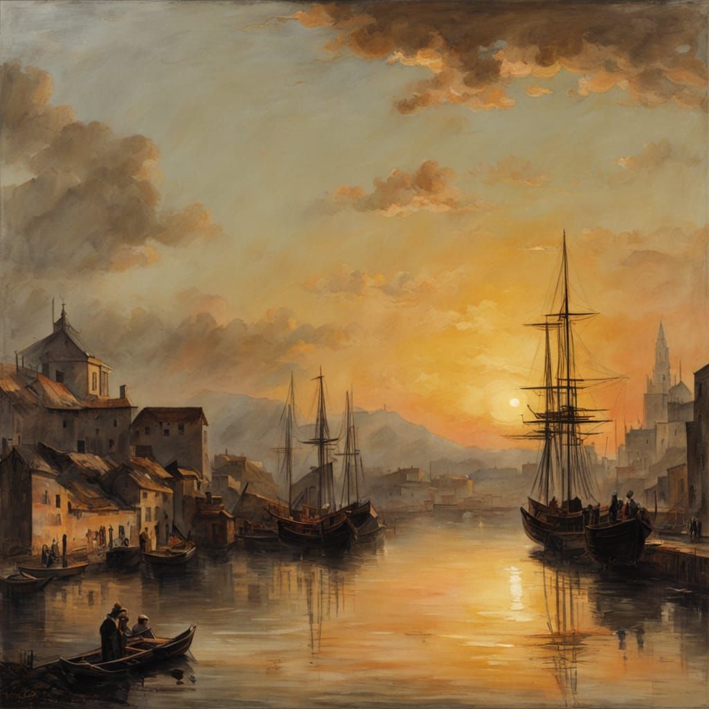 Sunset Landscape in Bernardo Bellotto Style