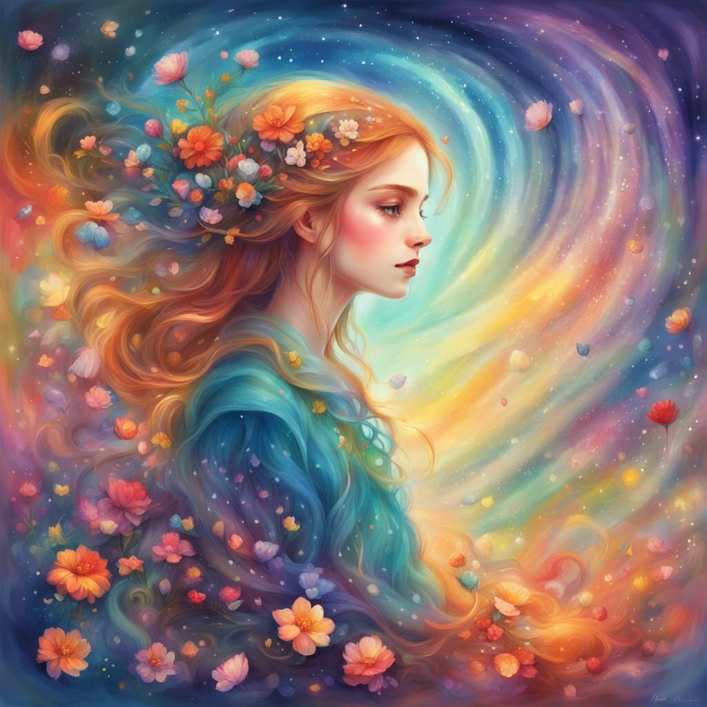 Ethereal Woman in Auroracore Style