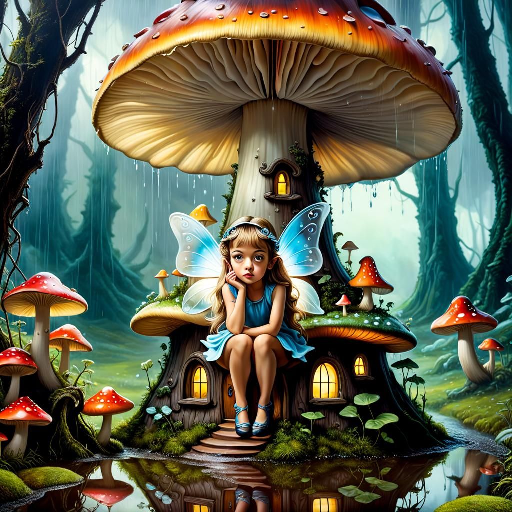 Fairy in Mushroom House: Surreal Macro Photography