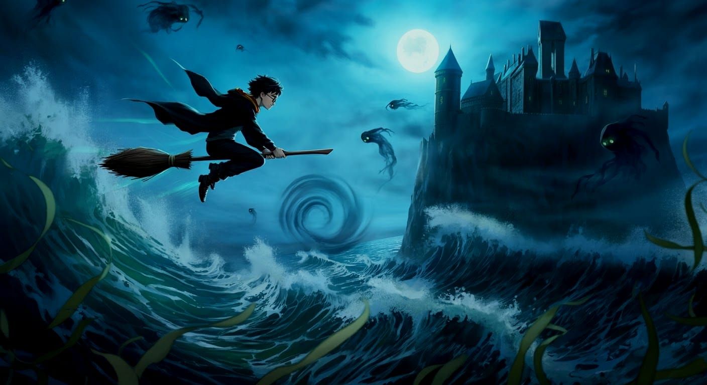 Harry Potter Flies to Azkaban: Anime Style