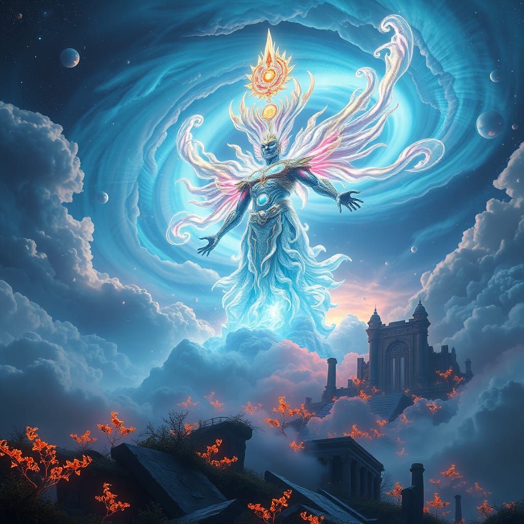God of Gas Rises from Iridescent Vortex