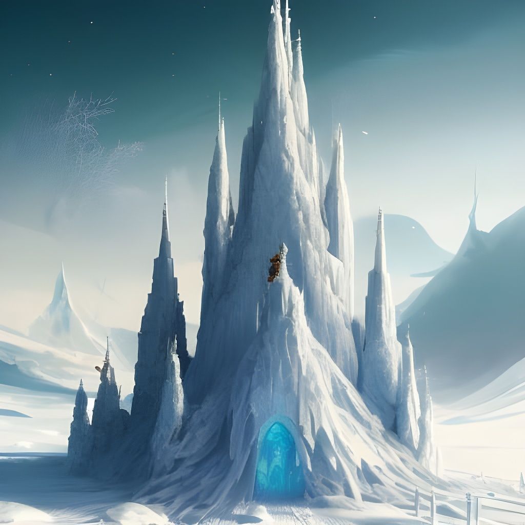Intricate Ice Castle on Epic Mountain