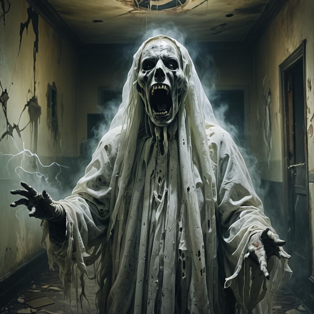 Ethereal Ghost Screams in Abandoned Asylum