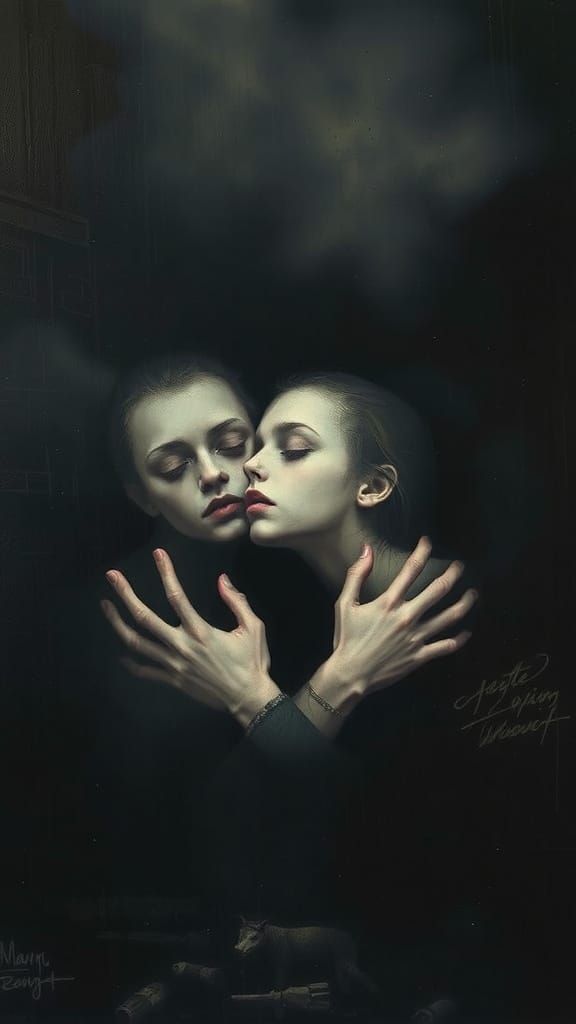 Thiny pale faces sharing darkness