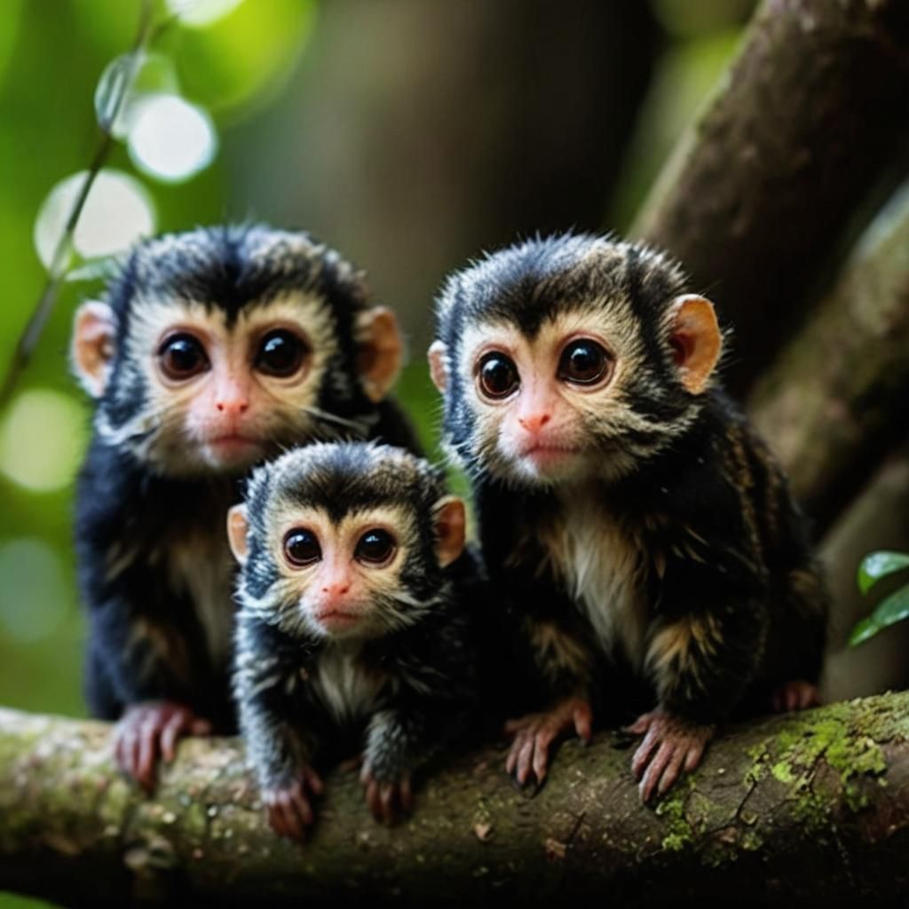 Pygmy Marmosets Along Amazon River Bank