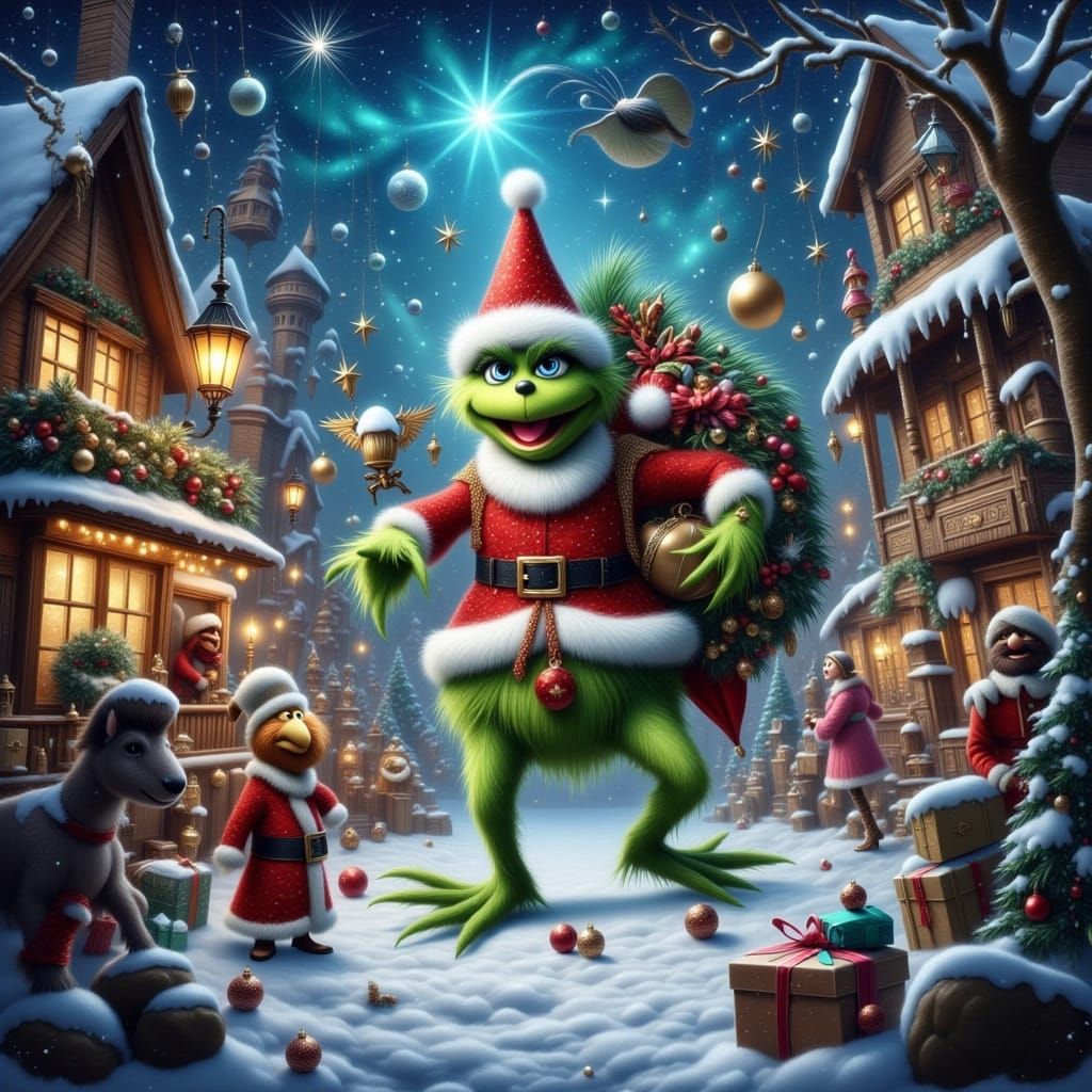 Muppet Grinch Steals Christmas in Fantasy Whoville