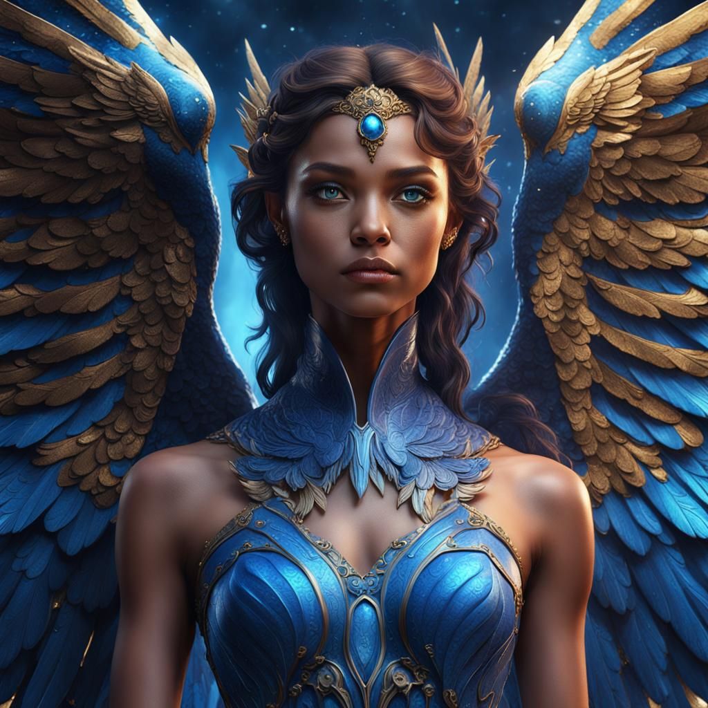 Stunning Blue Angel Portrait in Detailed Matte Painting