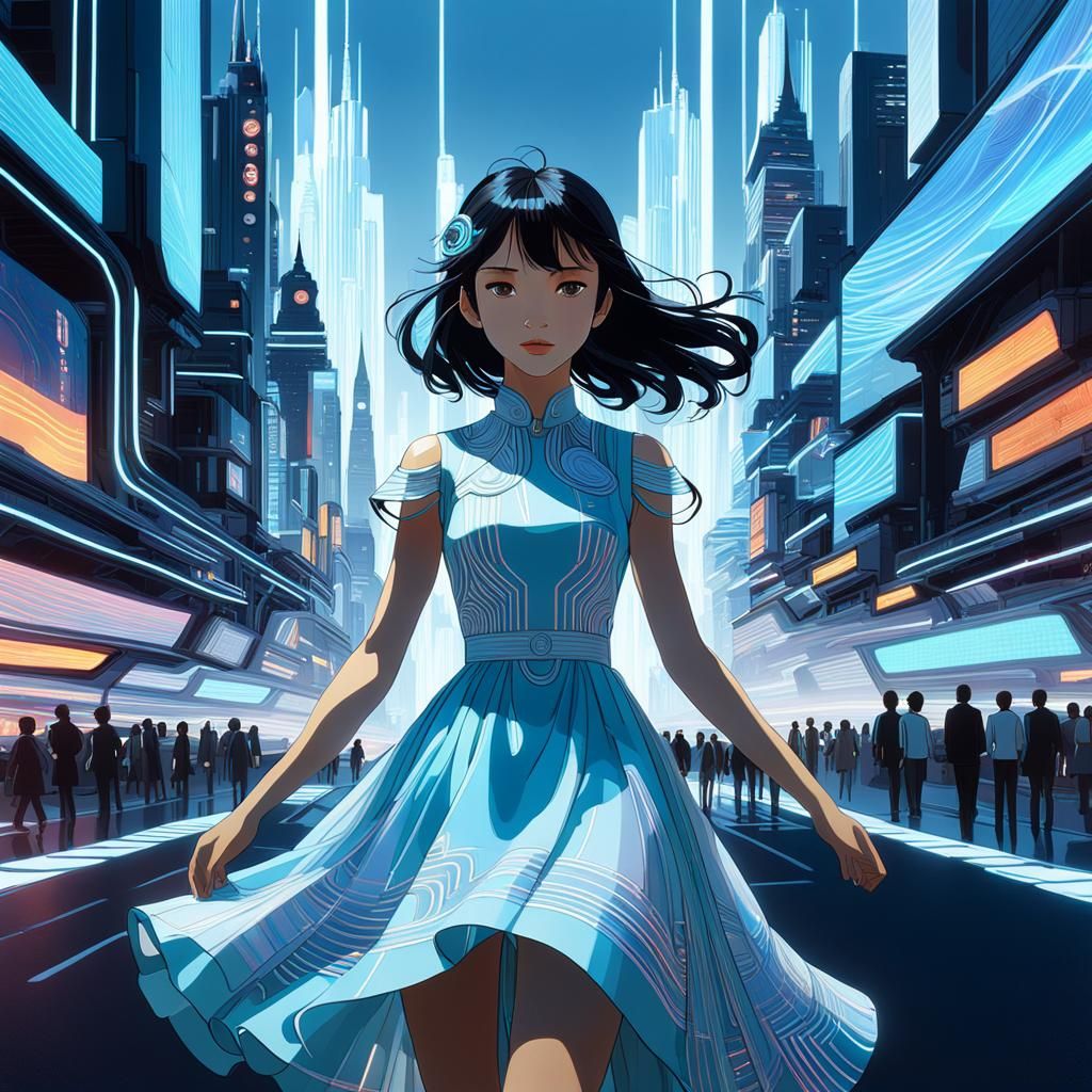 Lain Iwakura in Cyberpunk Dreamscape