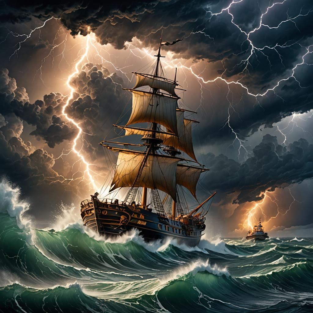 Ferocious Storm with God of Thunder Throwing Lightning