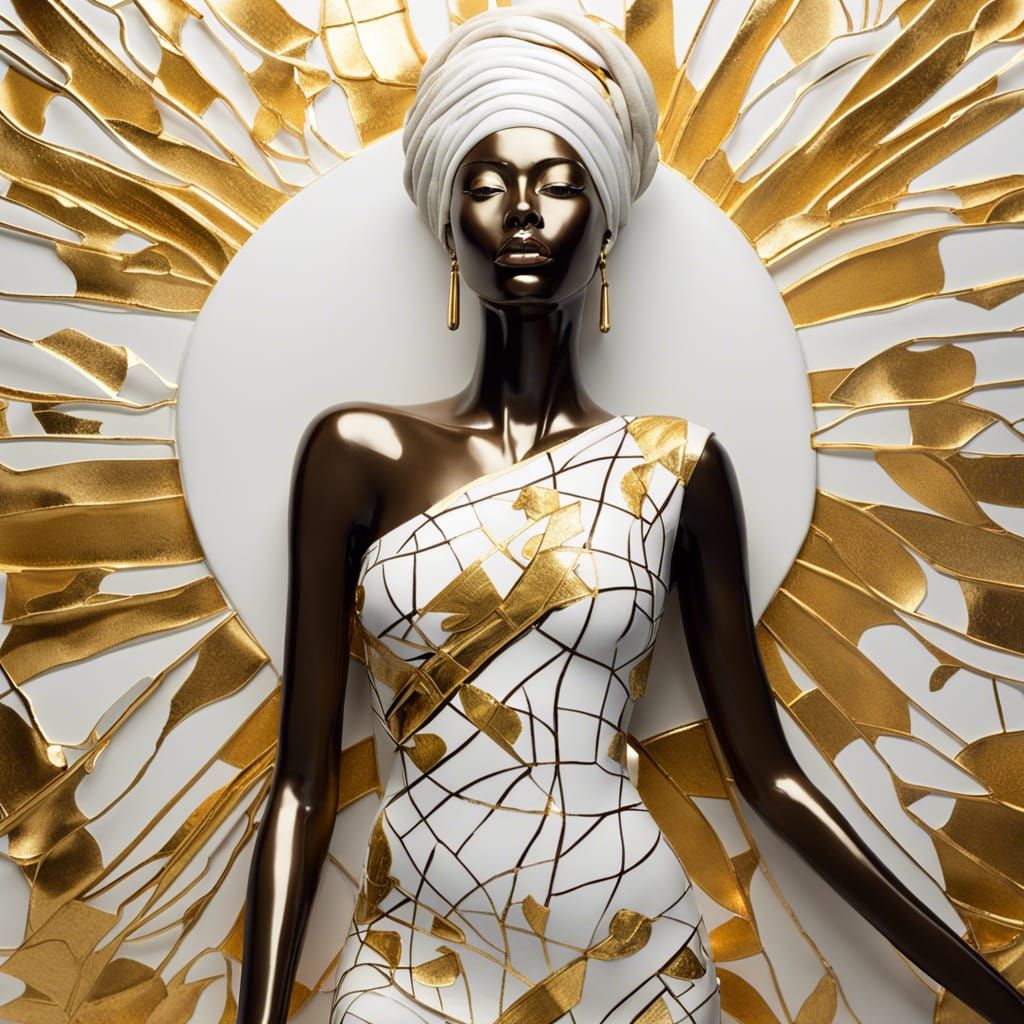 Kintsugi Gold: African Woman in Ceramic Sculpture