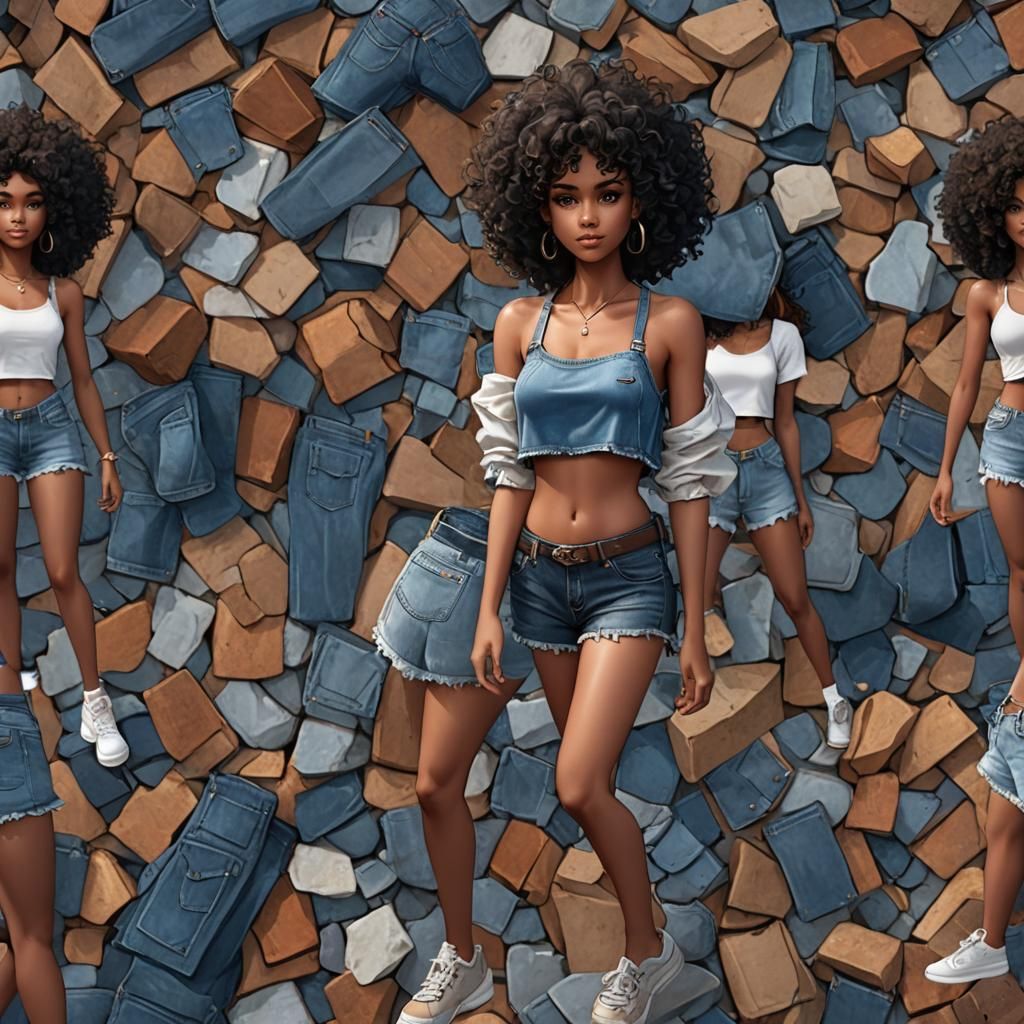 Black Girl in Crop Top: Detailed Digital Painting