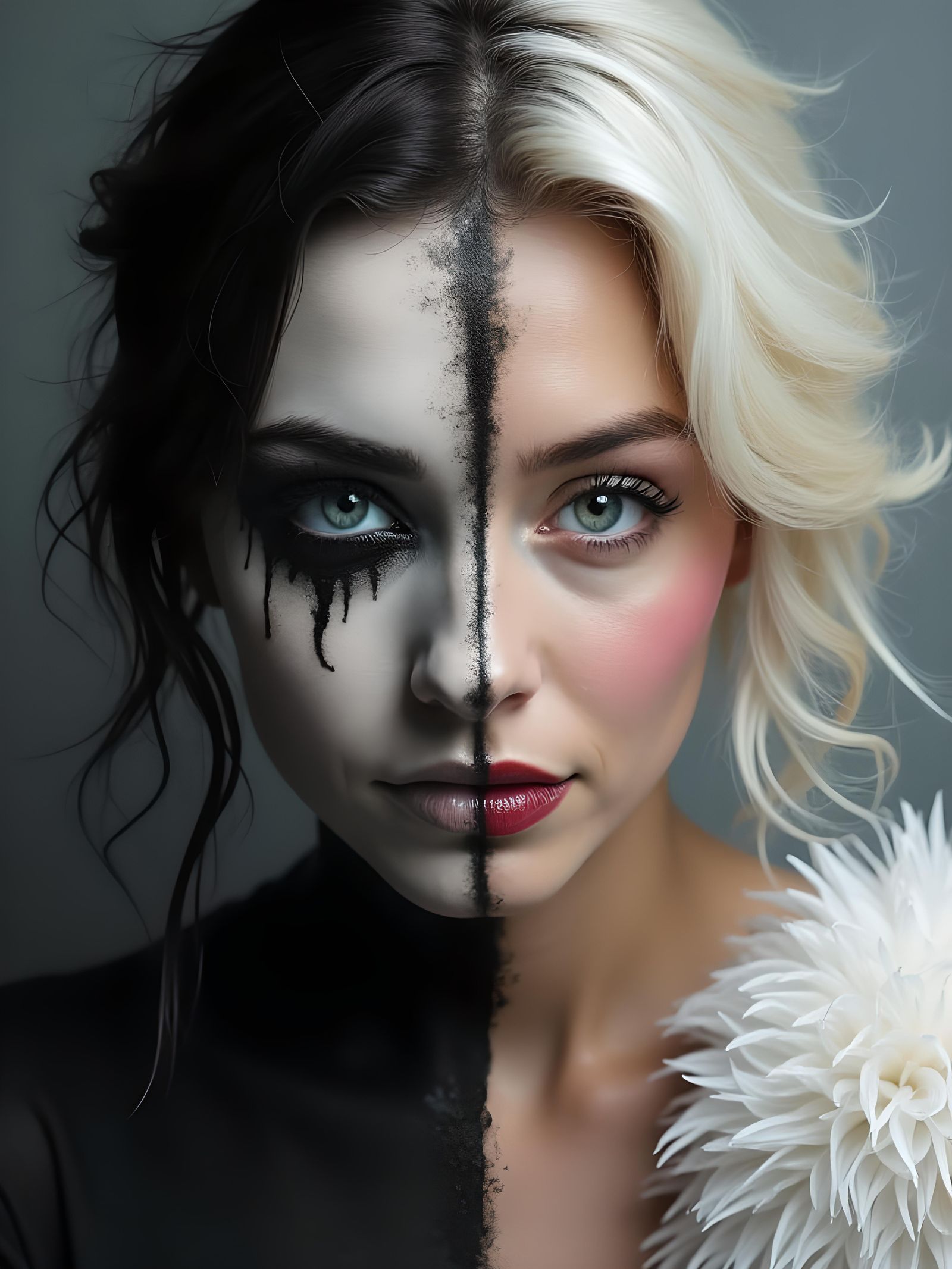 Split portrait (good vs evil)