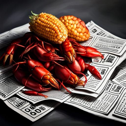 Hyperrealistic Crawfish Boil Still Life