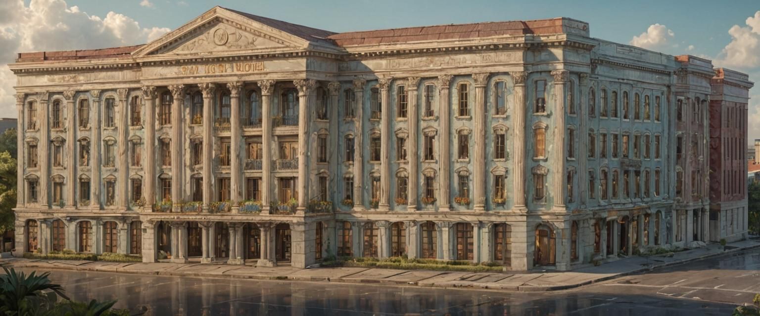 Grecian St Charles Hotel in New Orleans: Matte Painting