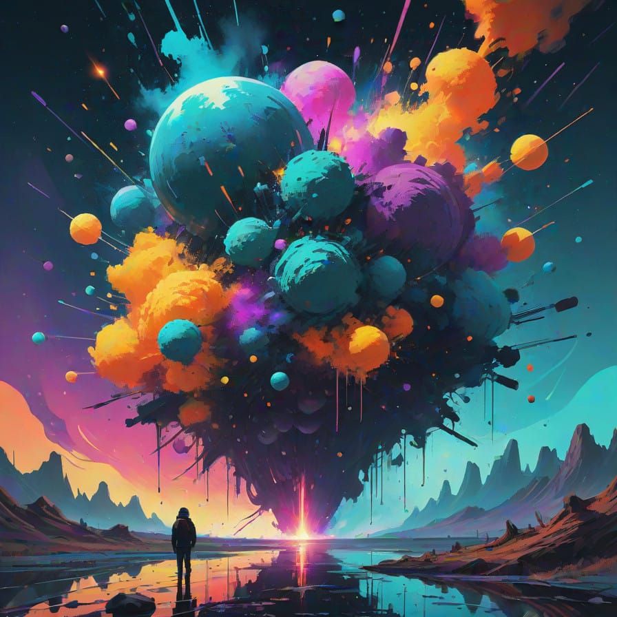 Cosmic Dreamscape in Vibrant Abstraction