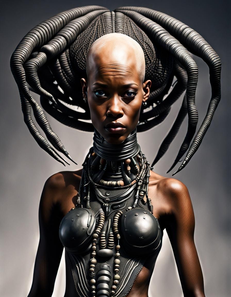 Alien Woman with Twin in Biopunk Style
