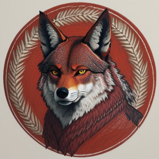 Red Wolf in Sgraffito Artwork