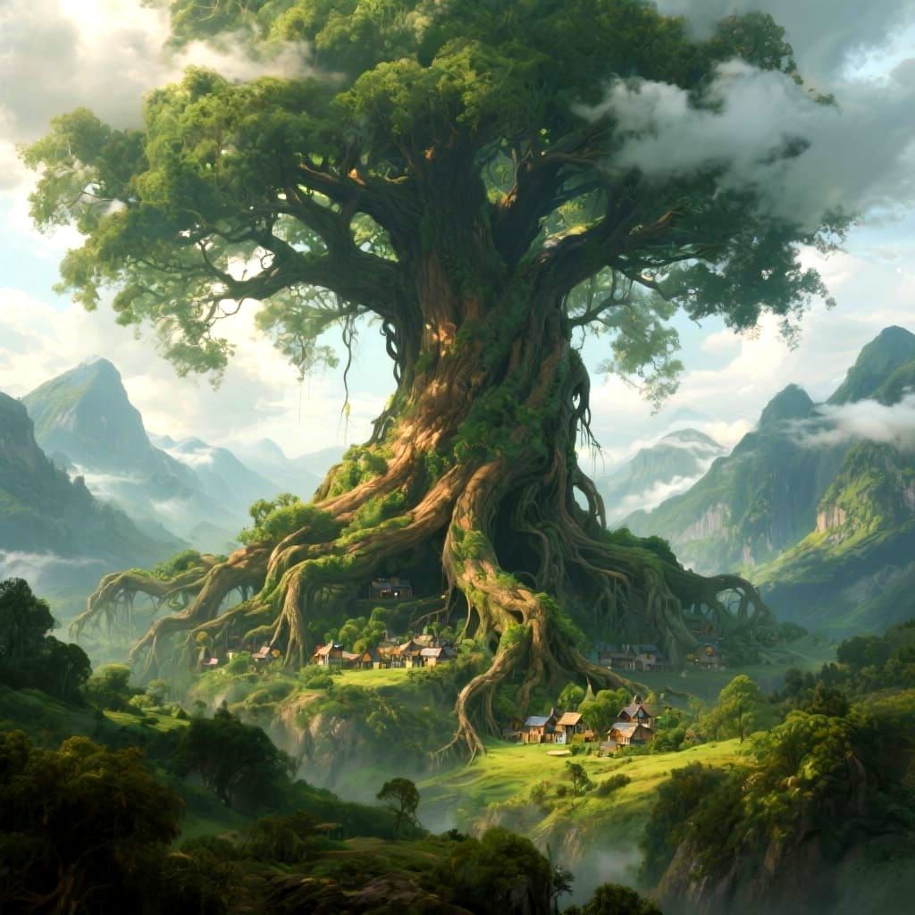 Colossal Ancient Tree Touching the Clouds