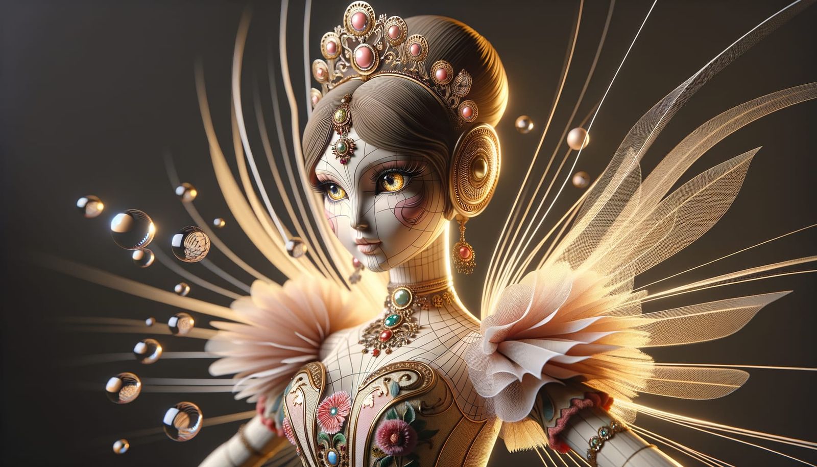 Art Nouveau Russian Doll Ballerina in 3D