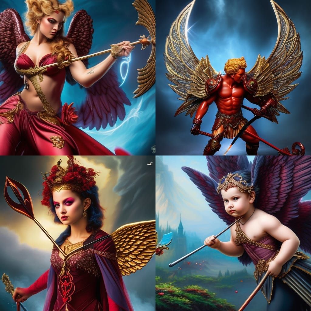 Angry Cupid in Hyper-Realistic Fantasy Style