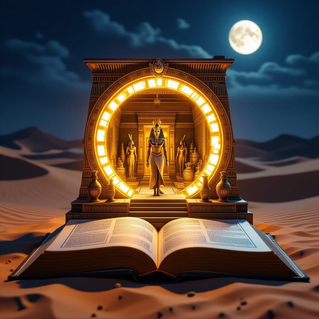 Egyptian Time Portal Diorama in Steampunk Style