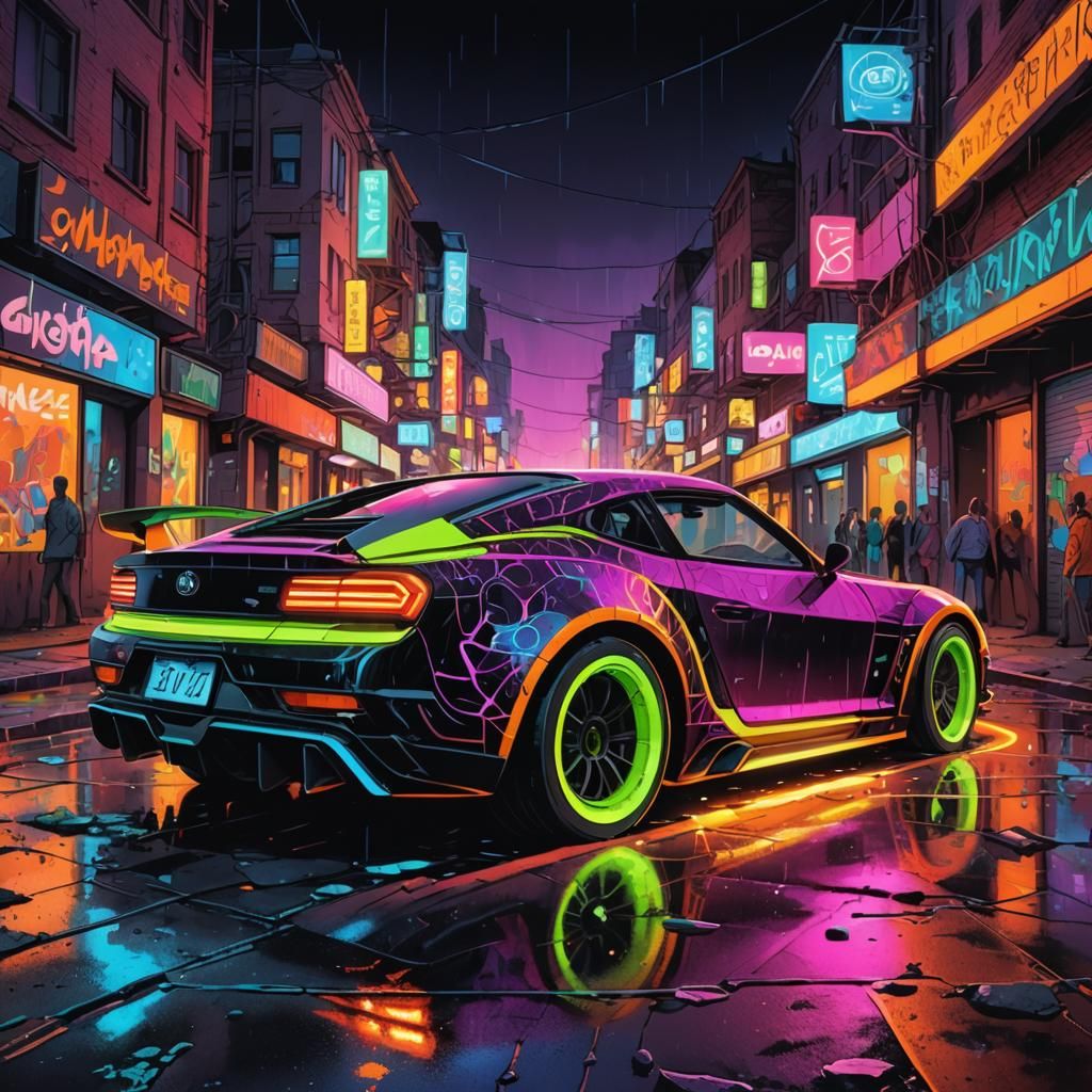 Moebius Style Sci-Fi Car Crash in Italy