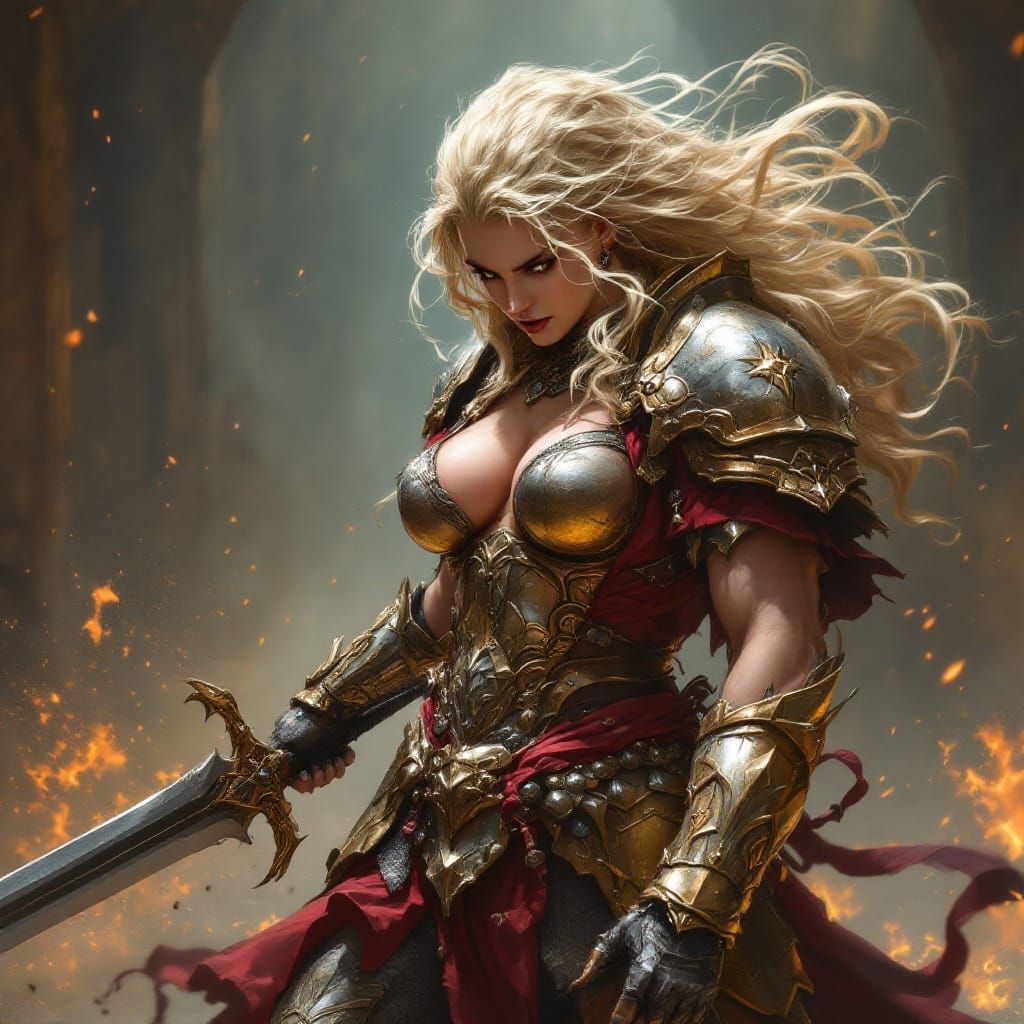 Warrior Woman in Battle Armor