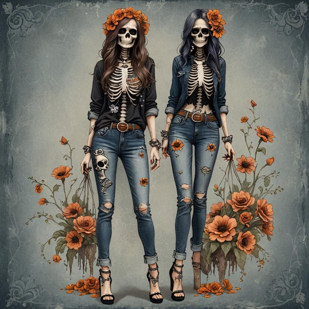 Boho Chic Skeleton Fashion Portrait