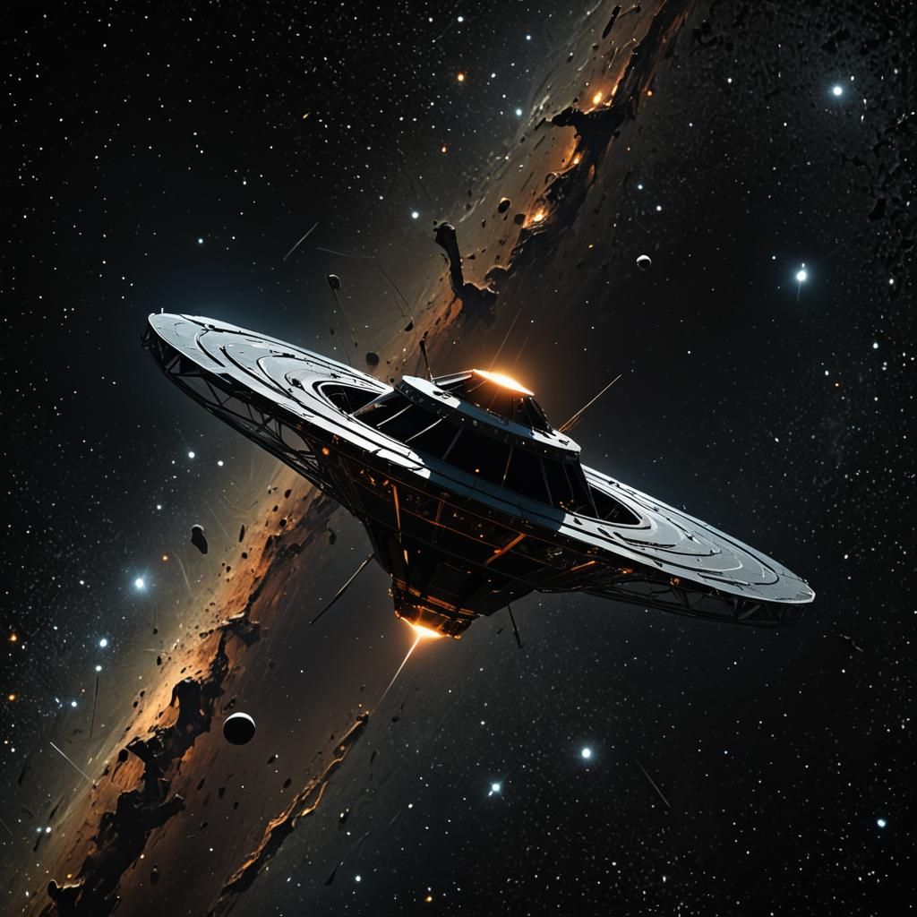 Angular Spacecraft Navigating the Void Near Black Hole