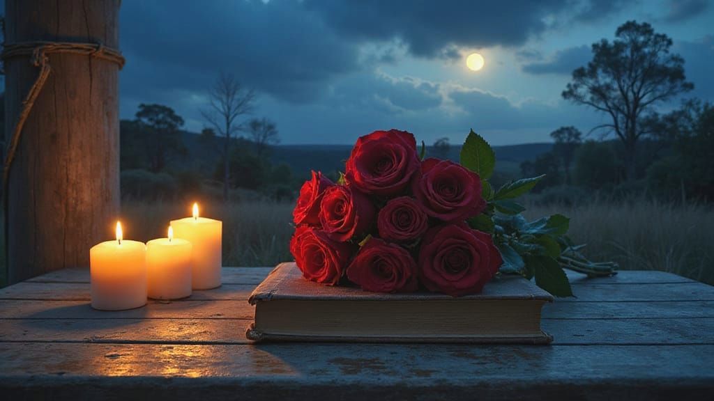 A Quiet Night in the Village, Australian Oil Painting