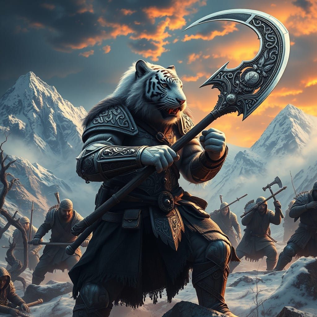 Fierce White Tiger Warrior Battles Poachers in the Mountains