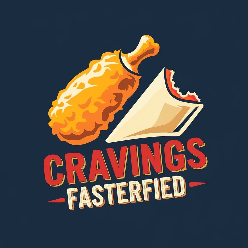 Cravings Fasterfied Food Business Logo with Chicken Popper