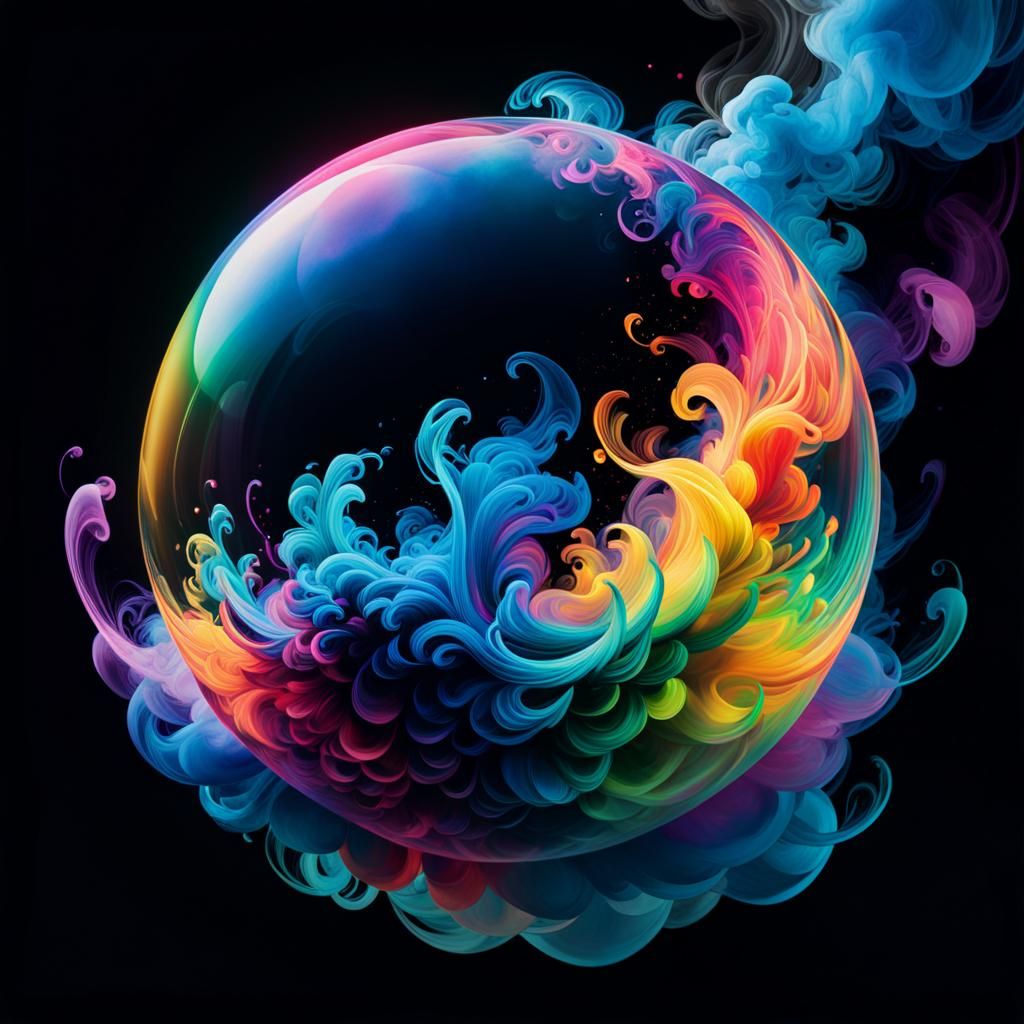 Rainbow Smoke Orb: Vibrant Watercolor Concept Art