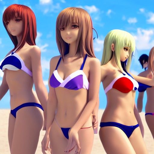 Anime Beach Fun: Girls, Boys, Bikinis, and Bathing Suits