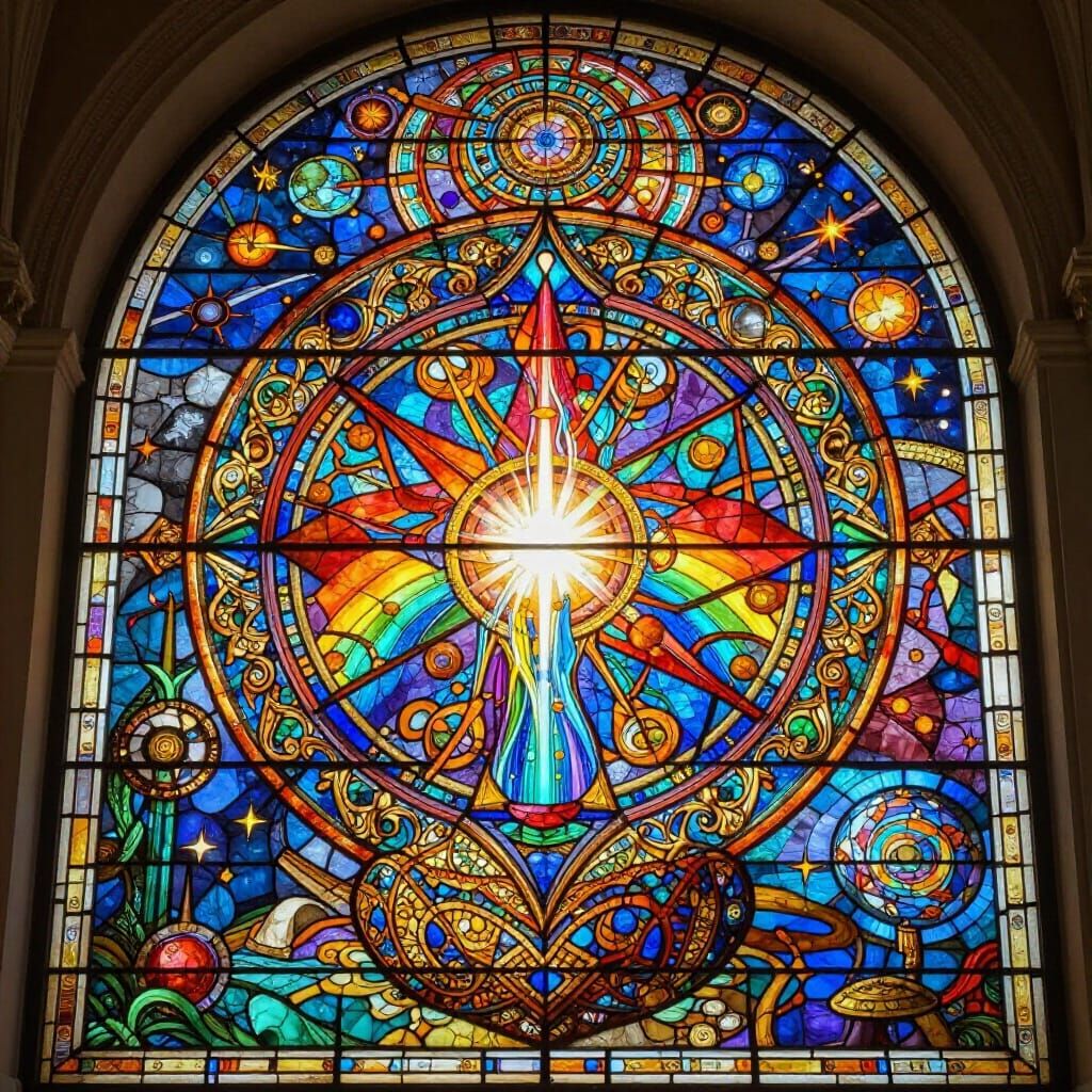 Magnificent Stained Glass Philosopher's Stone in Grand Shrin...