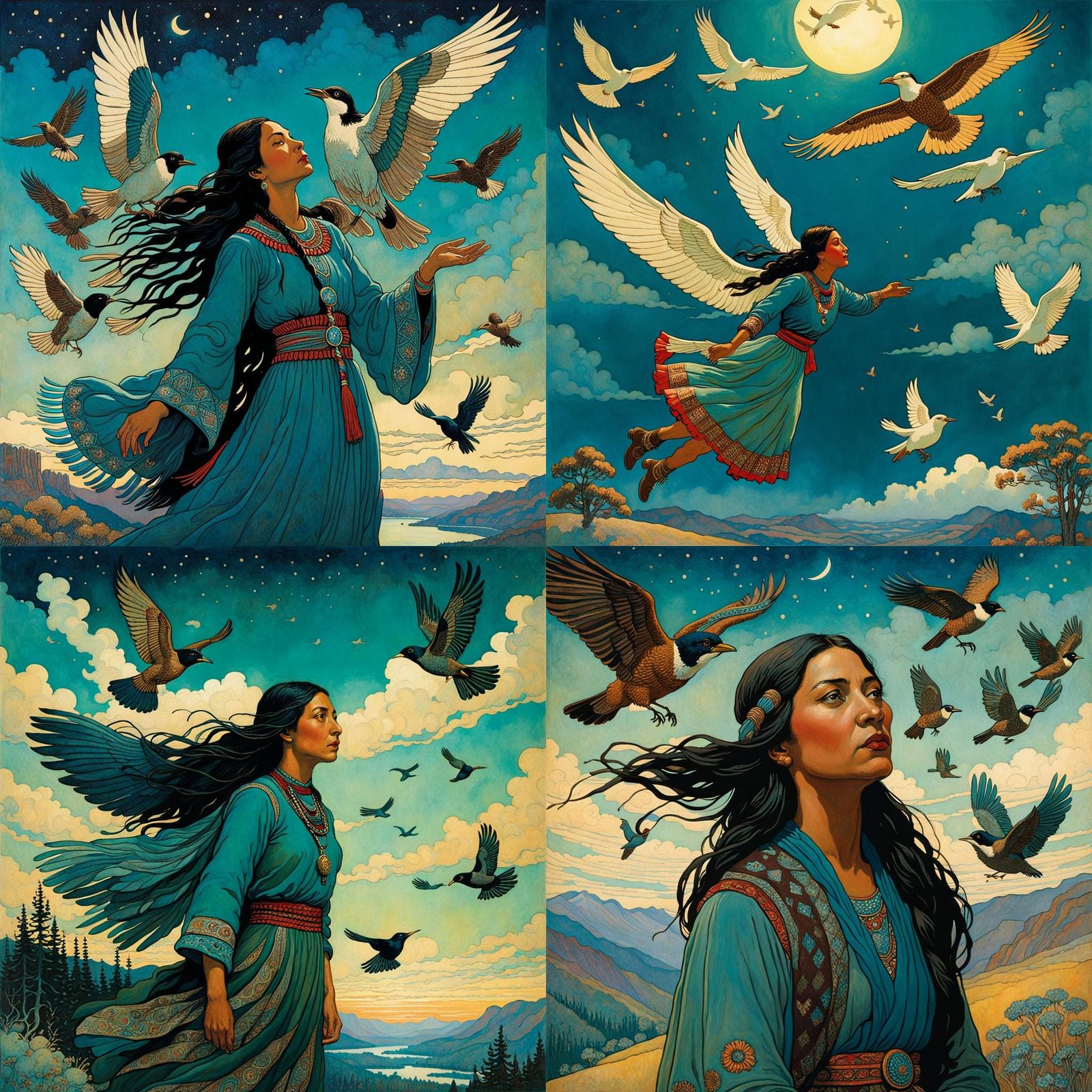 Native American Woman's Flight of Fancy