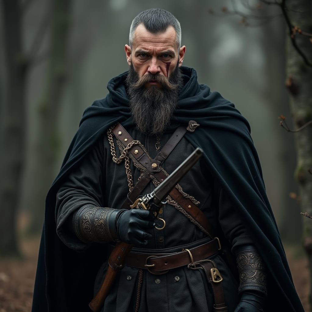 Battle-Hardened Cossack Mystic Warrior in Dark Fantasy Style